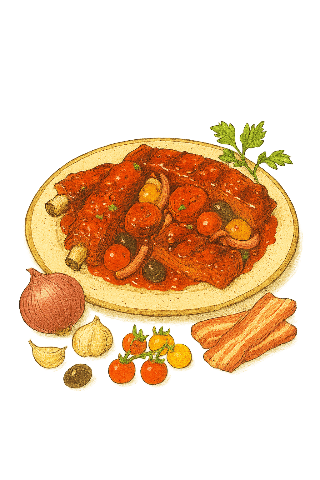 Glazed pork spareribs with a glossy red-hot garlic-chili coating, caramelized and ready to serve